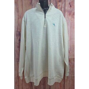 Tommy Bahama Mens White 1/4 Zip Pullover Sweater XL